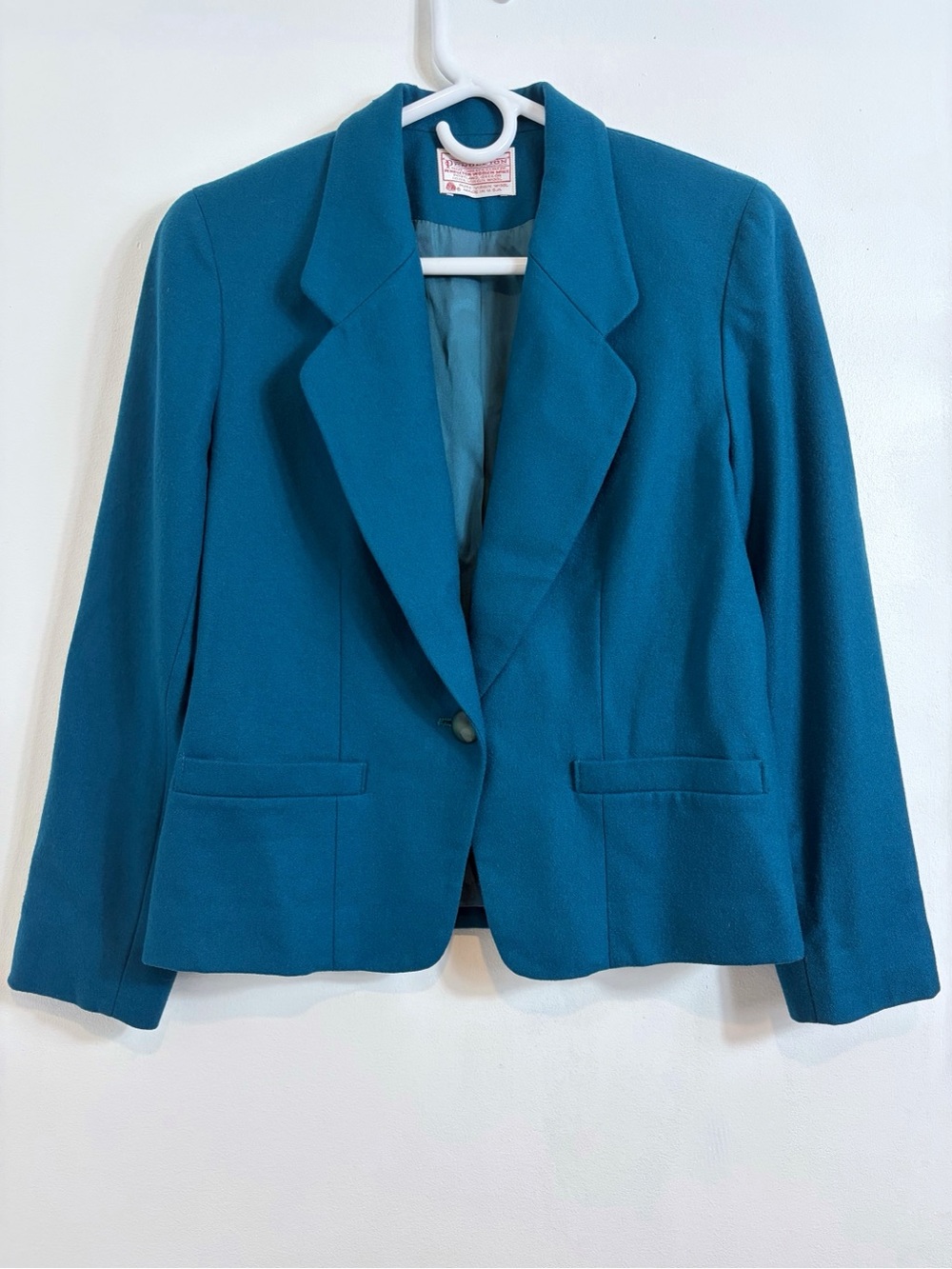 Pendleton Teal Virgin Wool Single Button Blazer
